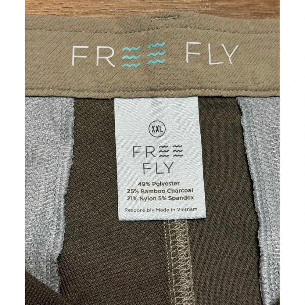 Free Fly Utility Shorts II Mens Khaki Bamboo Charcoal Stretch Hybrid 7